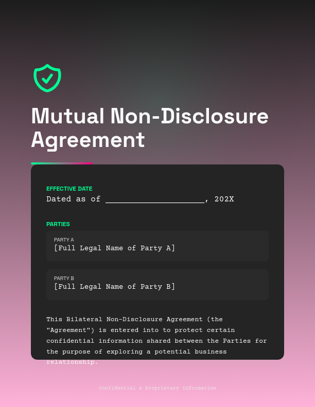 Reciprocal Confidentiality Agreement