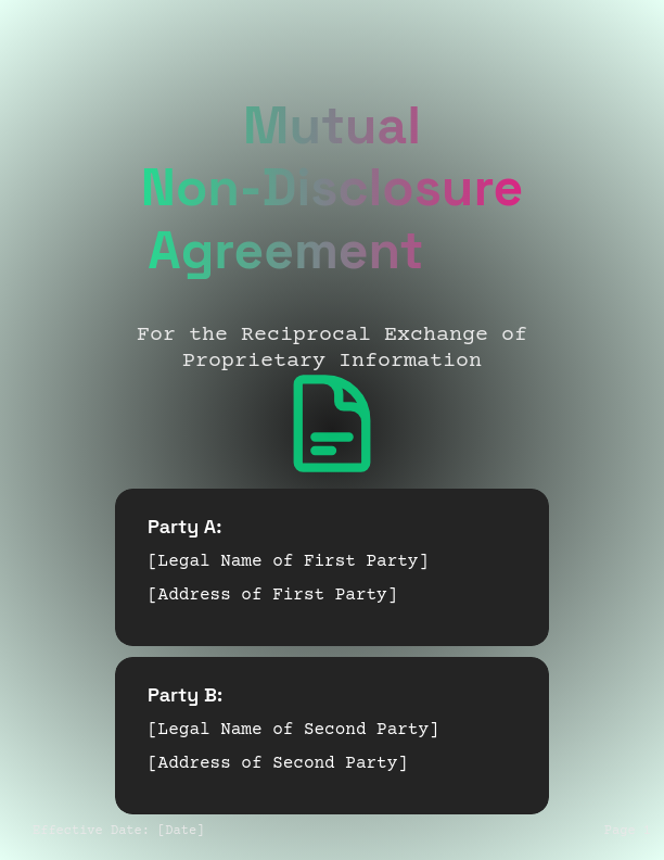 Reciprocal Non-Disclosure and Confidentiality