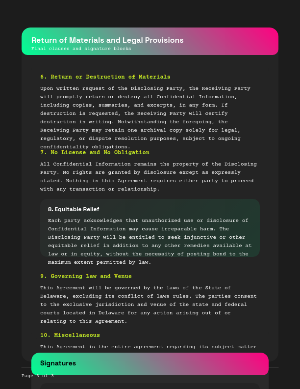 Reciprocal Confidentiality Agreement