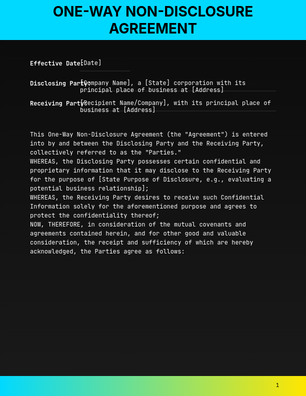 Standard Unilateral Non-Disclosure