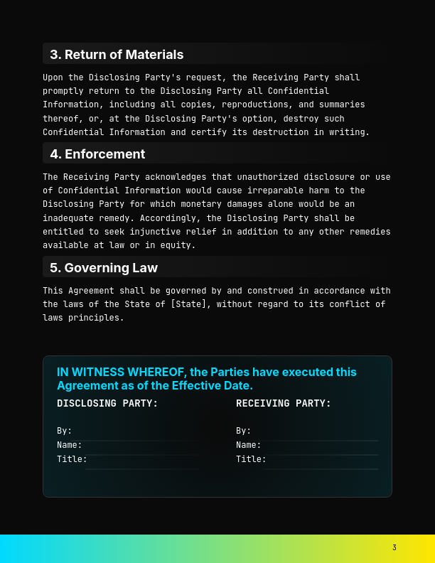 Standard Unilateral Non-Disclosure