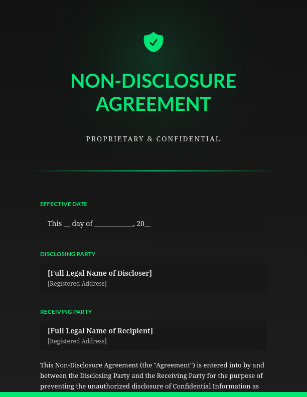 Unilateral Confidentiality Agreement