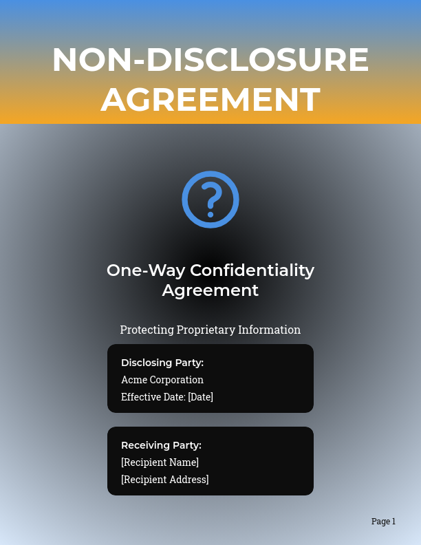 Unilateral Confidentiality Agreement