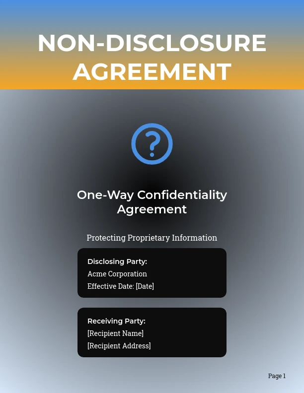 Unilateral Confidentiality Agreement