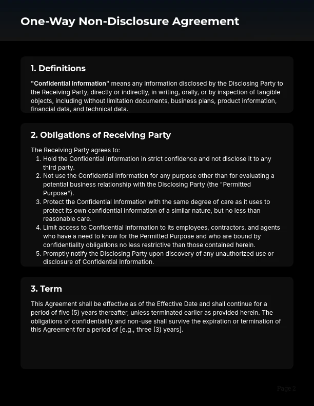 Unilateral Confidentiality Agreement