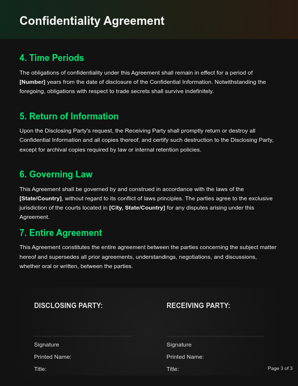 One-Way Confidentiality Agreement