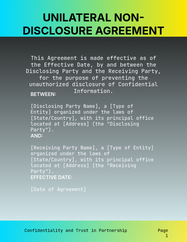 Unilateral Confidentiality Agreement
