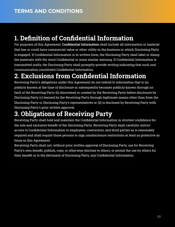 Standard Unilateral Confidentiality Agreement