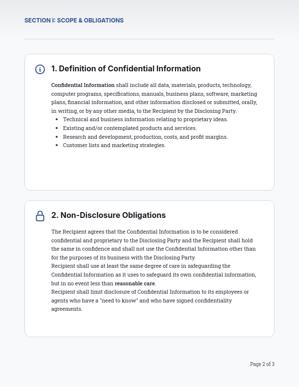 One-Way Confidentiality and Non-Disclosure