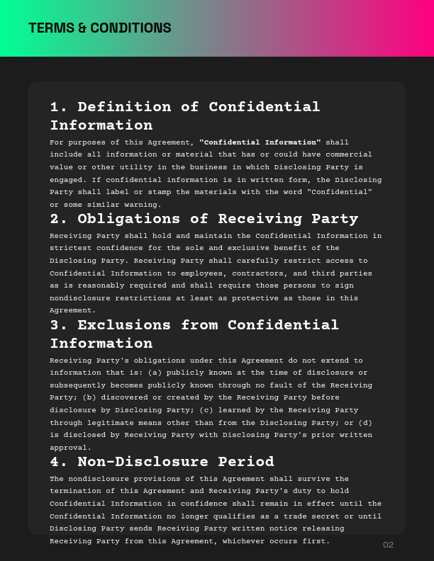 Secure One-Way Confidentiality Agreement