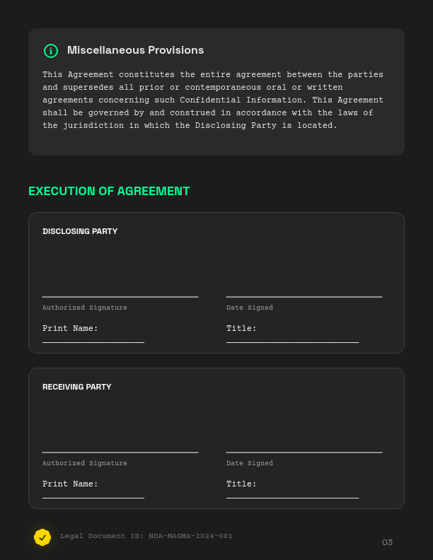 Secure One-Way Confidentiality Agreement