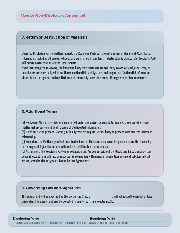 Vendor Partner Non-Disclosure Agreement