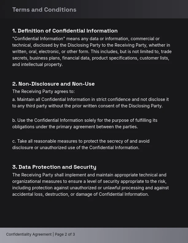 Professional Vendor Confidentiality Agreement