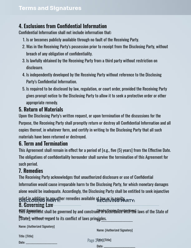 Strategic Vendor Confidentiality Agreement