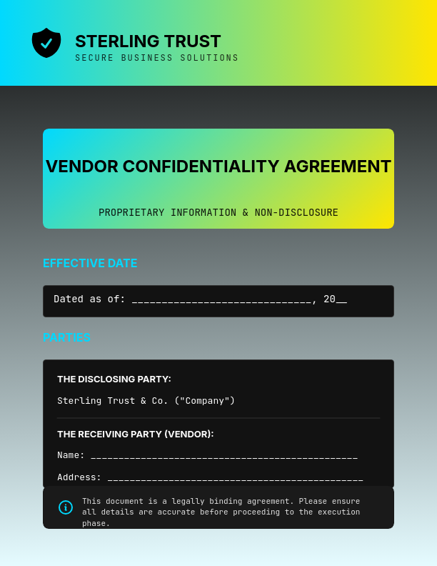 Vendor Confidentiality Agreement