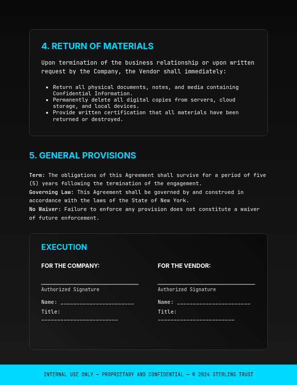 Vendor Confidentiality Agreement