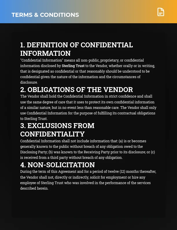 Vendor Confidentiality and Privacy Agreement