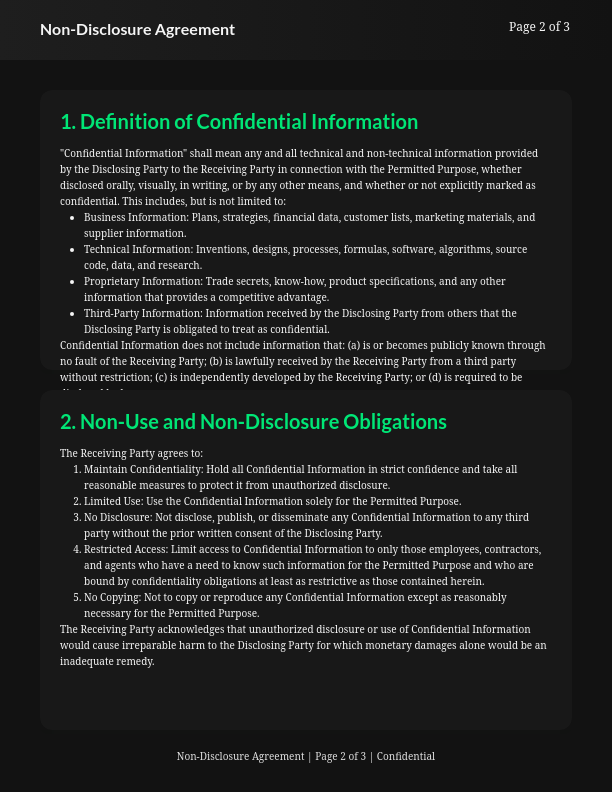 Vendor Confidentiality Agreement