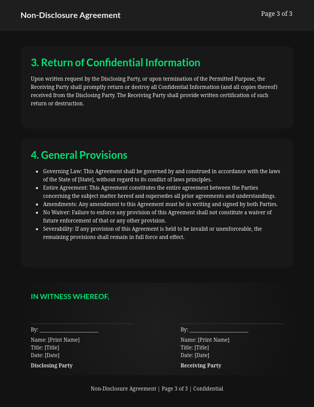 Vendor Confidentiality Agreement