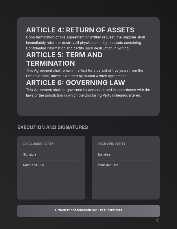 Supplier Confidentiality Agreement