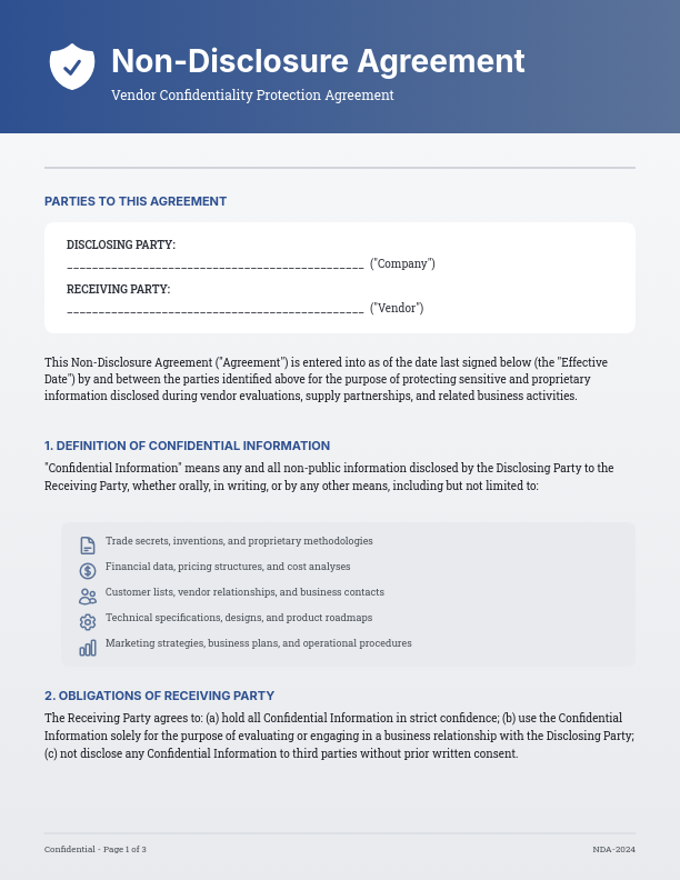 Vendor Mutual Confidentiality Agreement