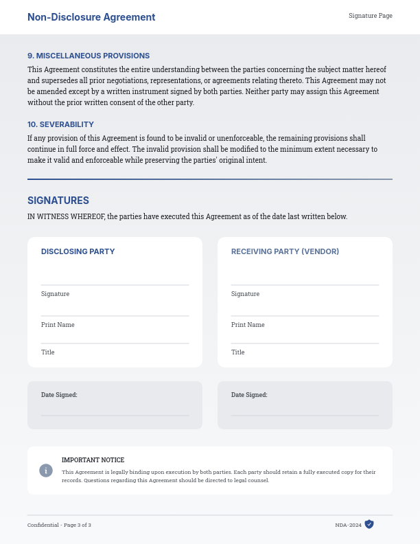 Vendor Mutual Confidentiality Agreement
