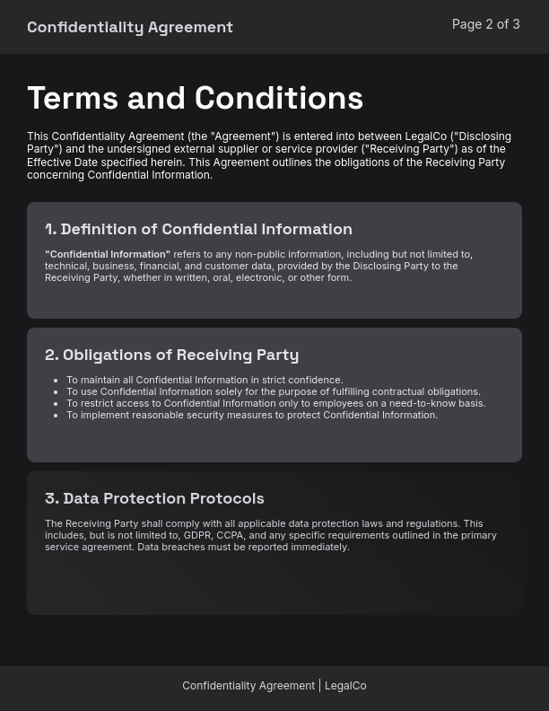 Strategic Vendor Confidentiality Agreement