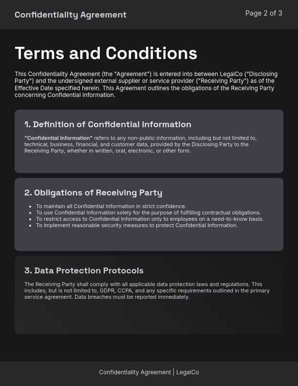 Strategic Vendor Confidentiality Agreement