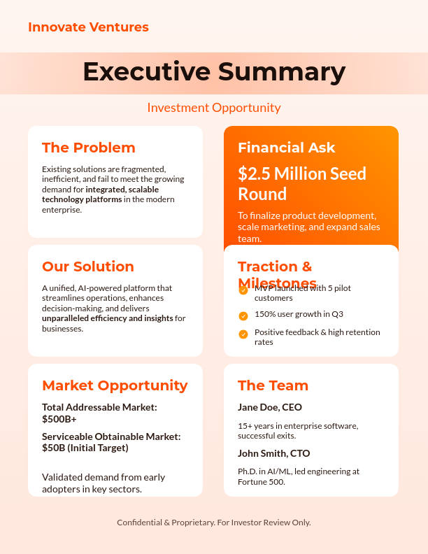 Venture Capital Executive Summary
