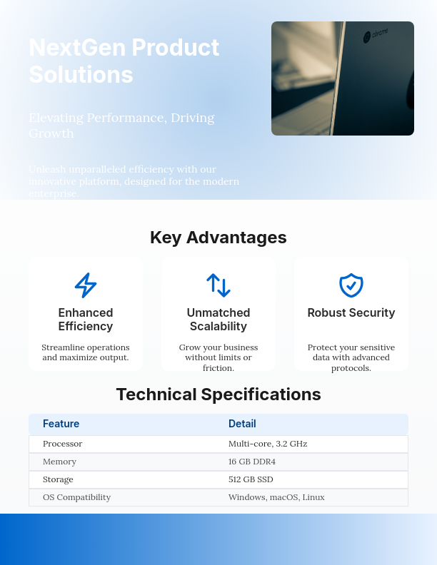 Professional Product Sell Sheet