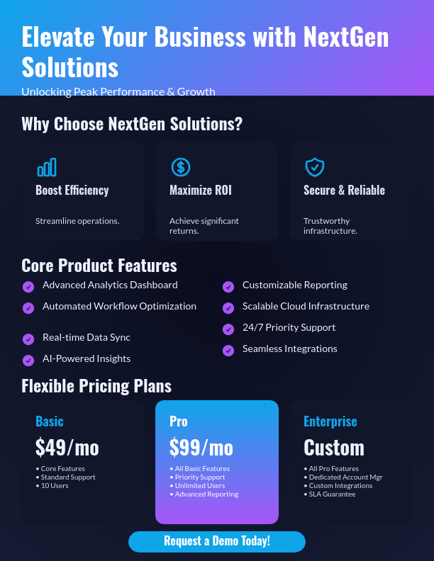 B2B Product Feature & Pricing Overview