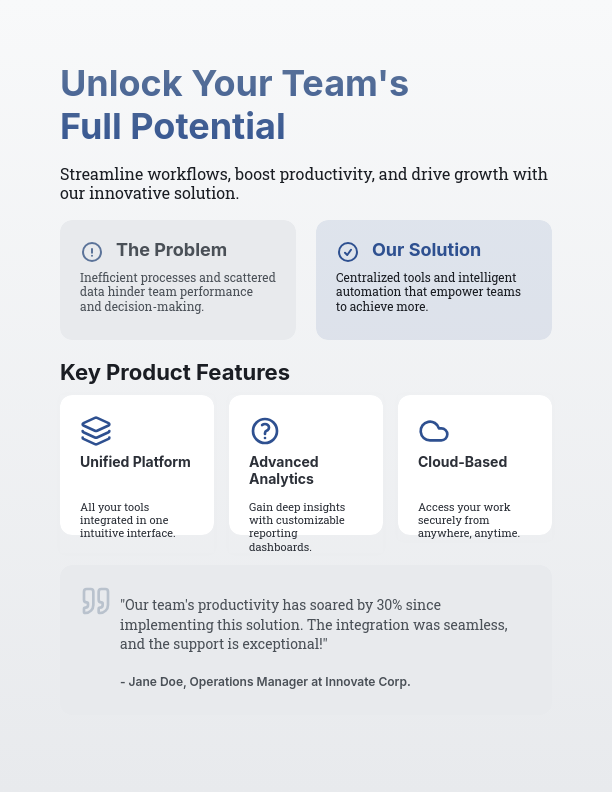 Enterprise Solution One-Page Pitch