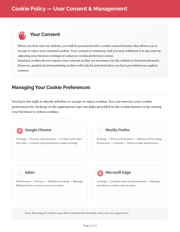 Website Cookie Compliance & Privacy Policy