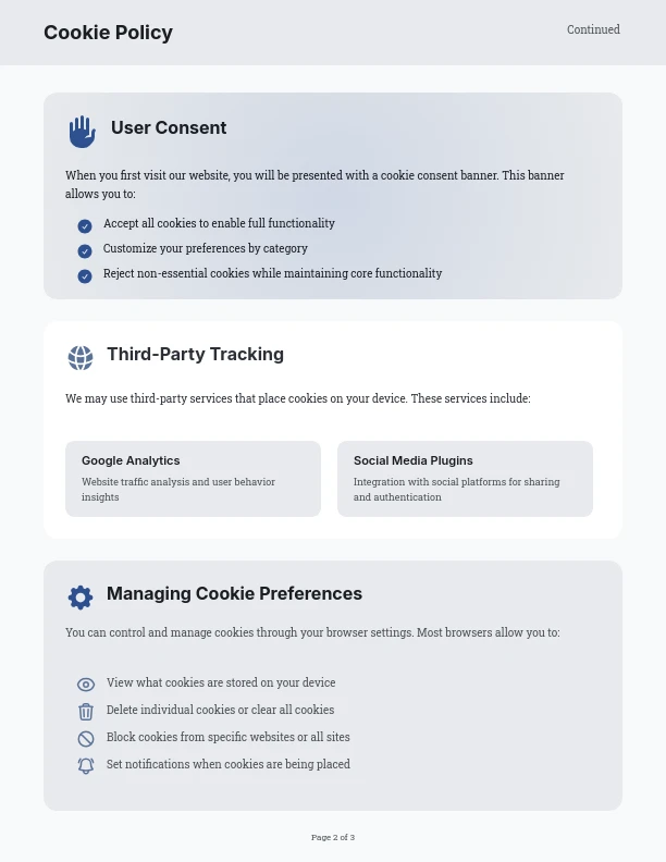 Standard Website Cookie Disclosure Policy