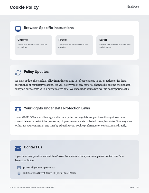 Standard Website Cookie Disclosure Policy