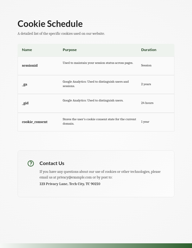 Standard Cookie Consent Policy