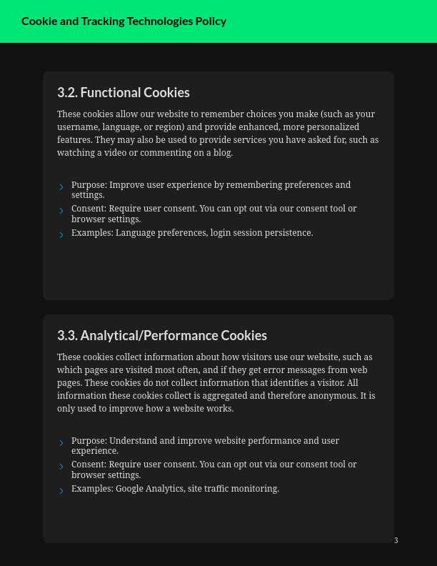 Standard Website Cookie Disclosure
