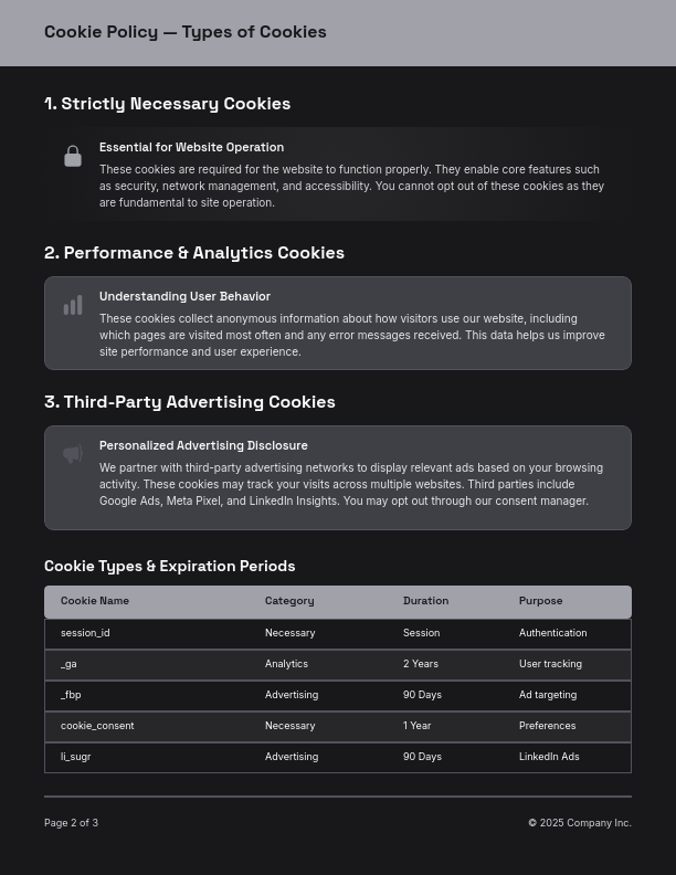 Comprehensive Digital Cookie Disclosure