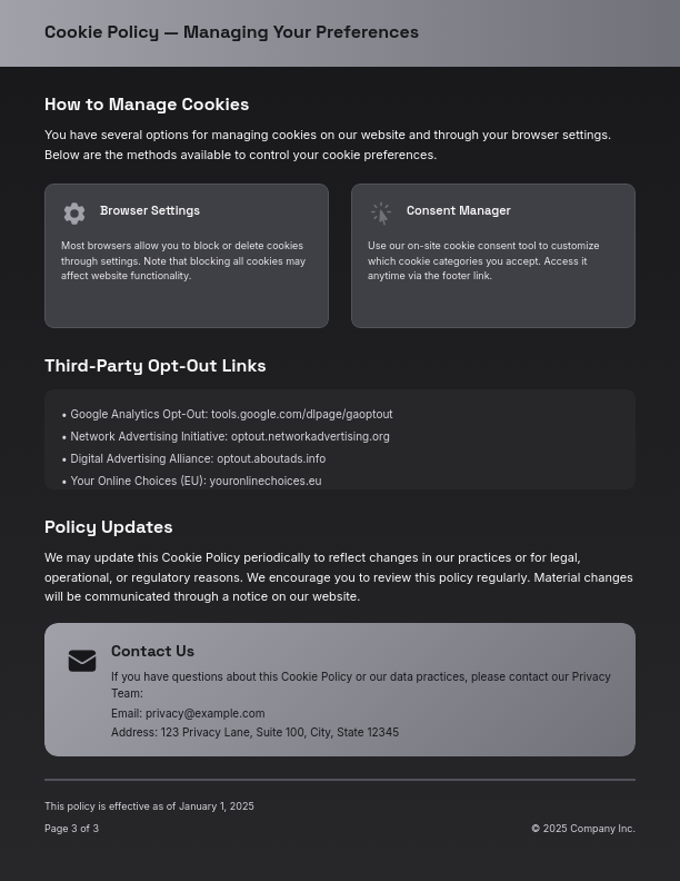 Comprehensive Digital Cookie Disclosure