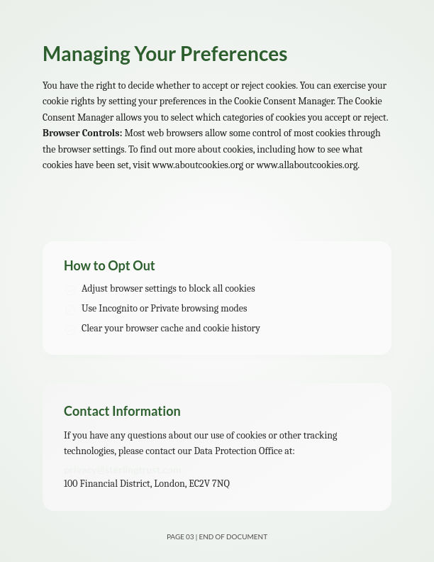 Website Cookie Compliance Policy