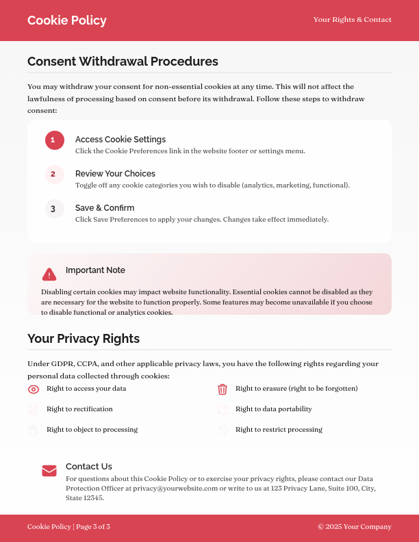 Comprehensive Web Cookie Compliance Policy