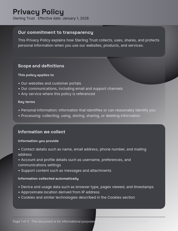 Comprehensive Website Privacy Policy