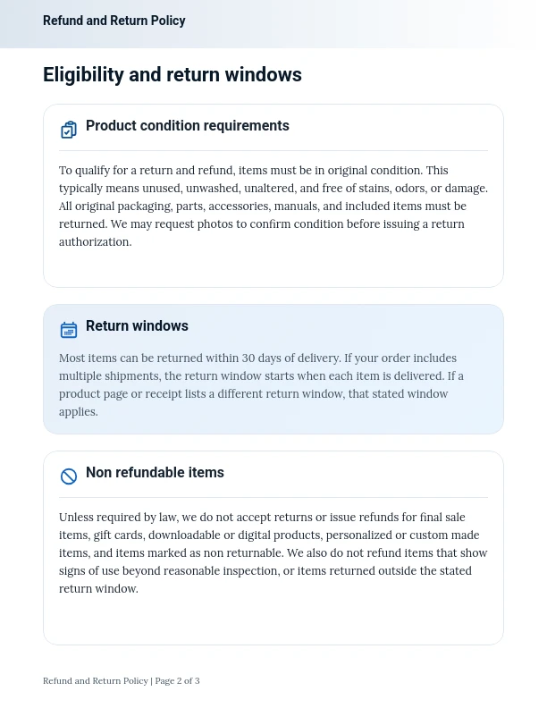 Professional Product Return and Refund Policy