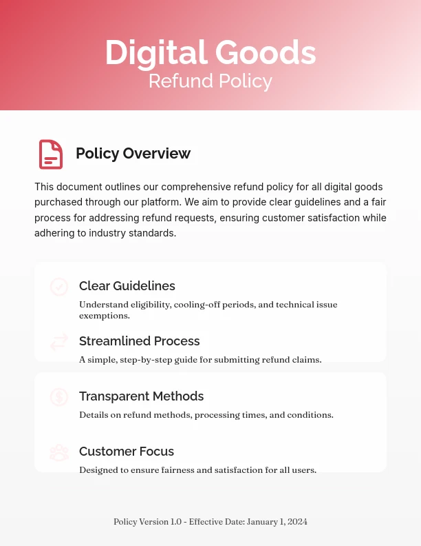 Digital Product Return and Refund Terms