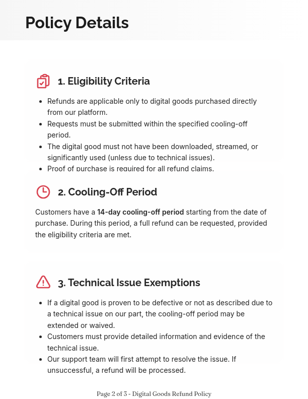 Digital Product Return and Refund Terms