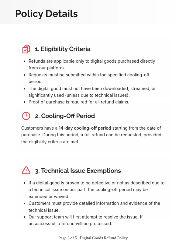 Digital Product Return and Refund Terms