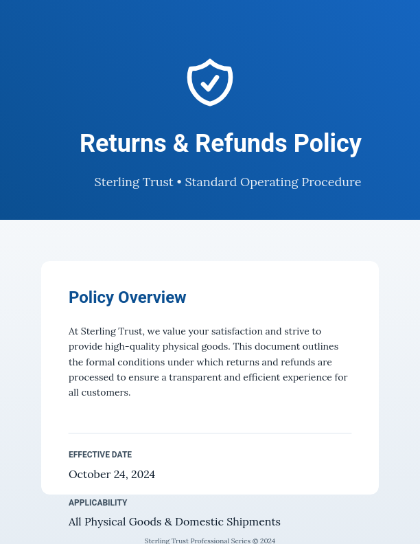 E-commerce Product Return and Refund Policy