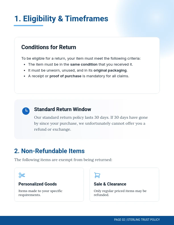 E-commerce Product Return and Refund Policy