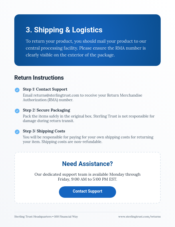 E-commerce Product Return and Refund Policy