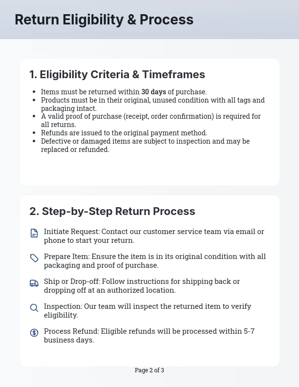Retail Product Return and Refund Policy